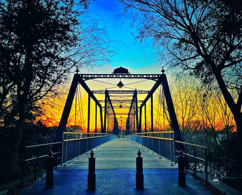 Faust Street Bridge in Electric Sunset