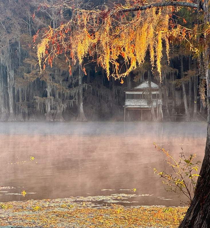 Boathouse in Morning Mist